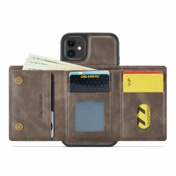 DG.MING - DG.MING M6 Series iPhone 11 Skal Magnetiskt Plånboksfodral - Coffee