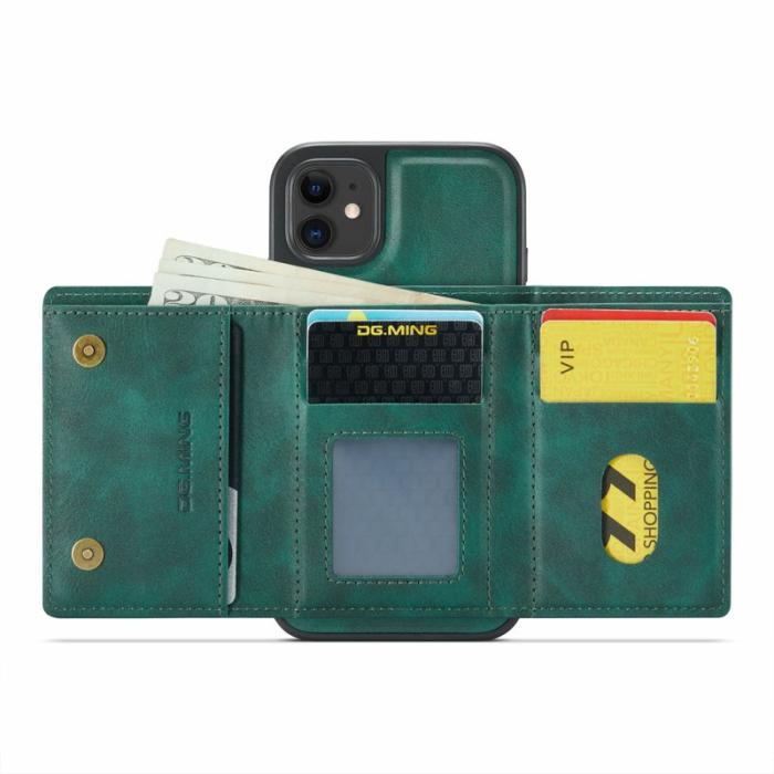DG.MING - DG.MING M6 Series iPhone 11 Skal Magnetiskt Plånboksfodral Grön