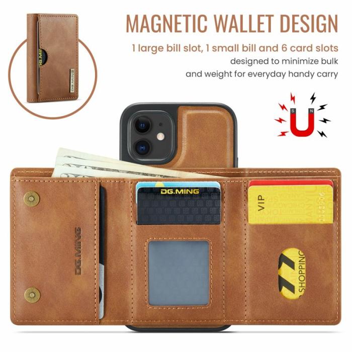DG.MING - DG.MING M6 Series iPhone 12/12 Pro Skal Magnetiskt Fodral Brun