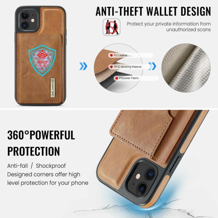 DG.MING - DG.MING M6 Series iPhone 12/12 Pro Skal Magnetiskt Fodral Brun