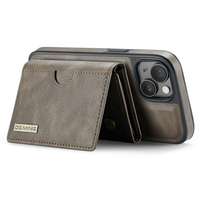 DG.MING - DG.MING M6 Series iPhone 13 Skal Magnetiskt Plånboksfodral - Coffee