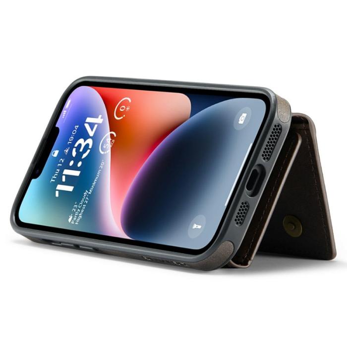 DG.MING - DG.MING M6 Series iPhone 13 Skal Magnetiskt Plånboksfodral - Coffee