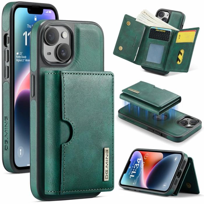 DG.MING - DG.MING M6 Series iPhone 13 Skal Magnetiskt Plånboksfodral Grön