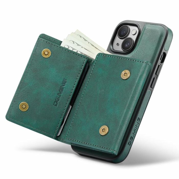DG.MING - DG.MING M6 Series iPhone 13 Skal Magnetiskt Plånboksfodral Grön