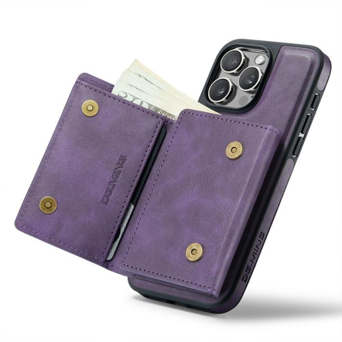 DG.MING - DG.MING M6 Series iPhone 14 Pro Skal Magnetiskt Plånboksfodral Lila