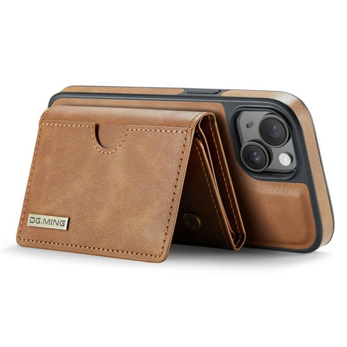 DG.MING - DG.MING M6 Series iPhone 14 Skal Magnetiskt Plånboksfodral Brun