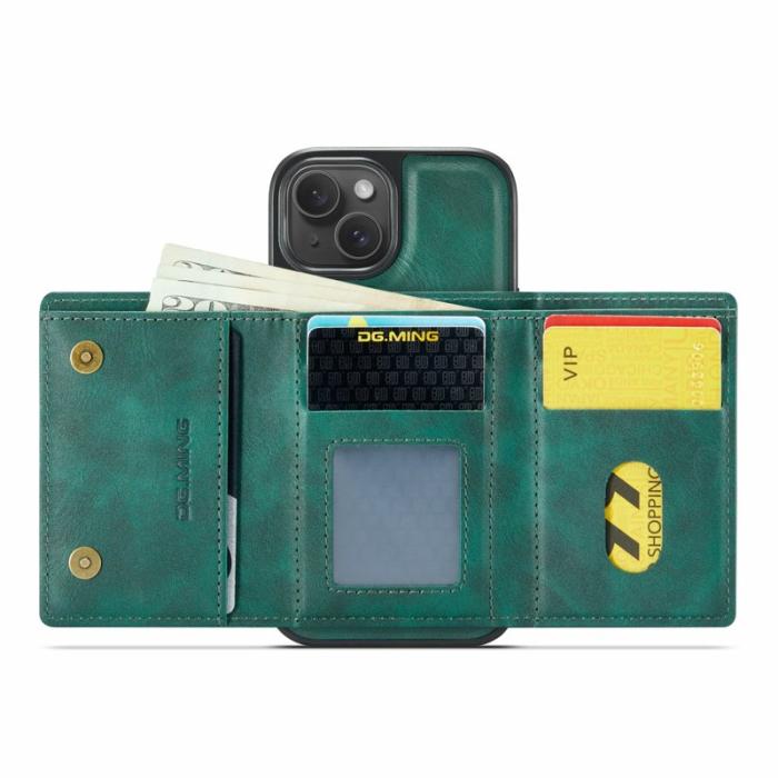 DG.MING - DG.MING M6 Series iPhone 14 Skal Magnetiskt Plånboksfodral Grön