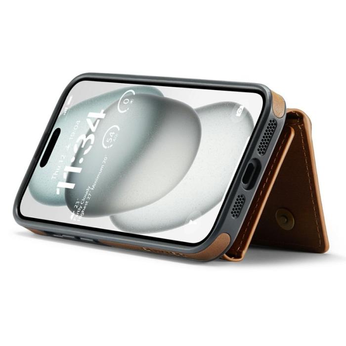 DG.MING - DG.MING M6 Series iPhone 15 Plus Skal Magnetiskt Plånboksfodral Brun