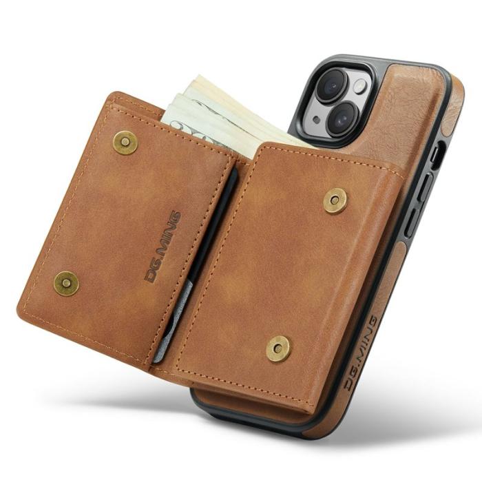DG.MING - DG.MING M6 Series iPhone 15 Skal Magnetiskt Plånboksfodral Brun