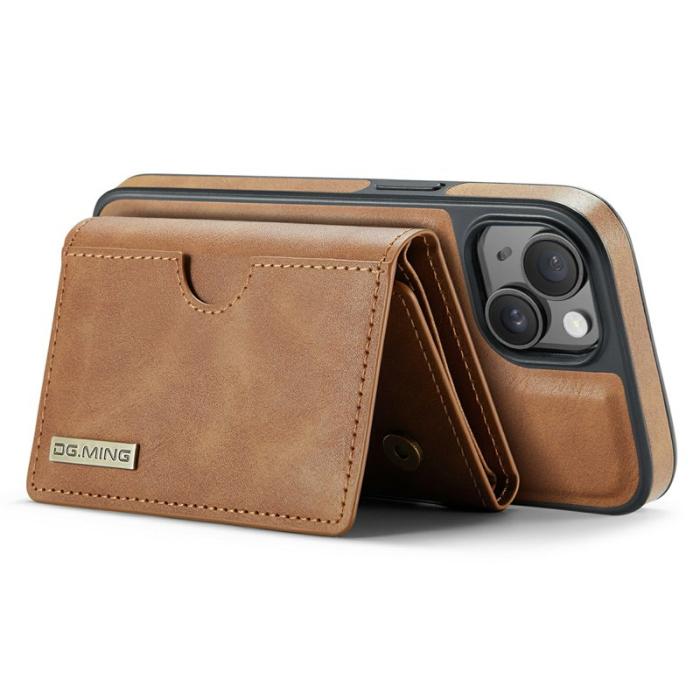 DG.MING - DG.MING M6 Series iPhone 15 Skal Magnetiskt Plånboksfodral Brun