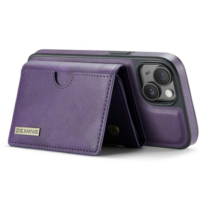 DG.MING - DG.MING M6 Series iPhone 15 Skal Magnetiskt Plånboksfodral Lila