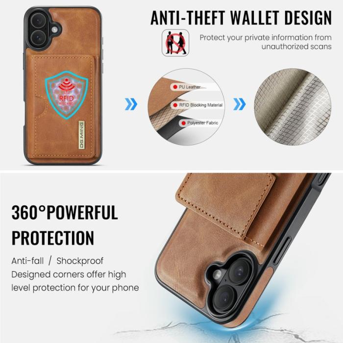 DG.MING - DG.MING M6 Series iPhone 16 Plus Skal Magnetiskt Plånbok Brun