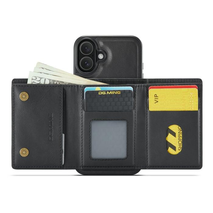 DG.MING - DG.MING M6 Series iPhone 16 Plus Skal Magnetiskt Plånboksfodral Svart