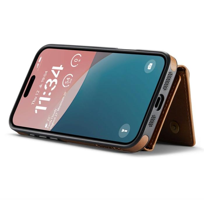 DG.MING - DG.MING M6 Series iPhone 16 Skal Magnetiskt Plånboksfodral Brun