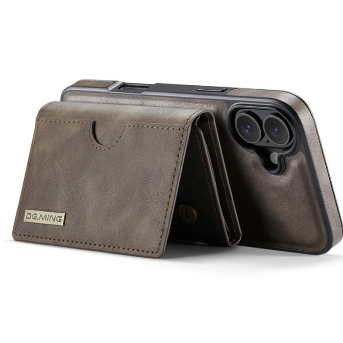DG.MING - DG.MING M6 Series iPhone 16 Skal Magnetiskt Plånboksfodral - Kaffe