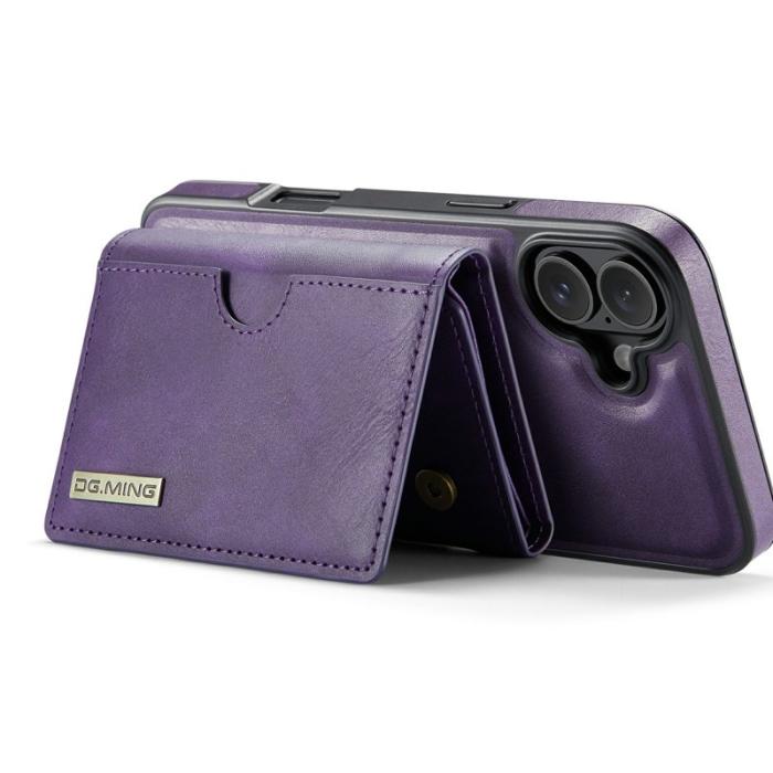 DG.MING - DG.MING M6 Series iPhone 16 Skal Magnetiskt Plånboksfodral Lila
