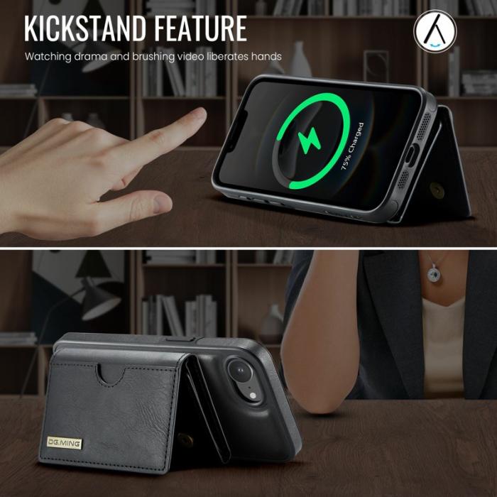 DG.MING - DG.MING M6 Series iPhone 16e Fodral Magnetiskt Plånbok Svart