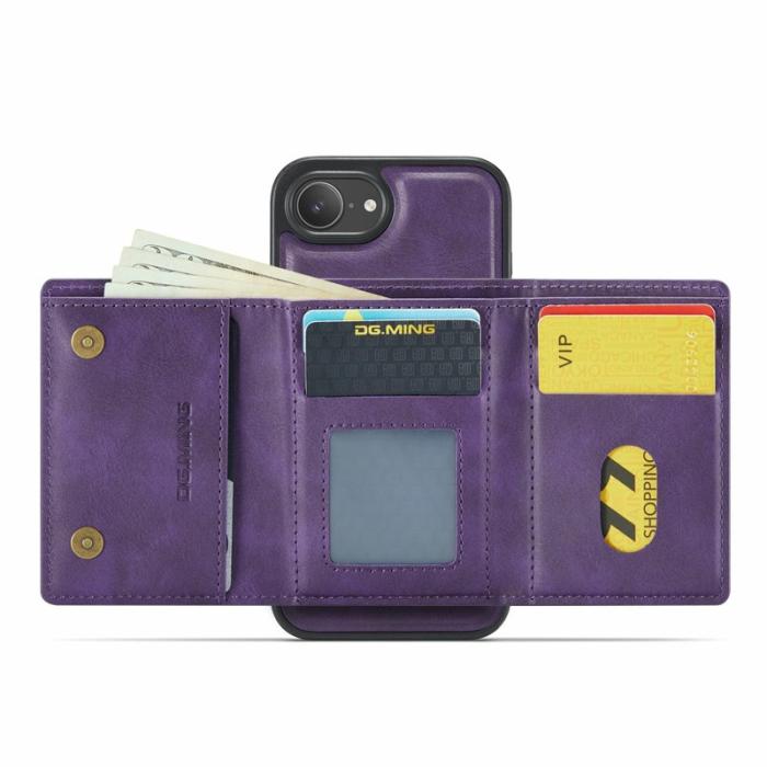 DG.MING - DG.MING M6 Series iPhone 16e Skal Magnetiskt Plånboksfodral Lila