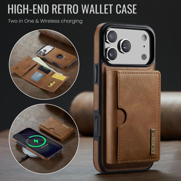 DG.MING - DG.MING M6 Series iPhone 17 Pro Max Skal Magnetisk Plånbok Brun