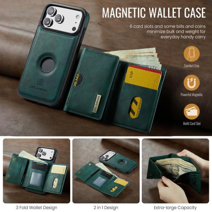 DG.MING - DG.MING M6 Series iPhone 17 Pro Max Skal Magnetiskt Wallet Grön