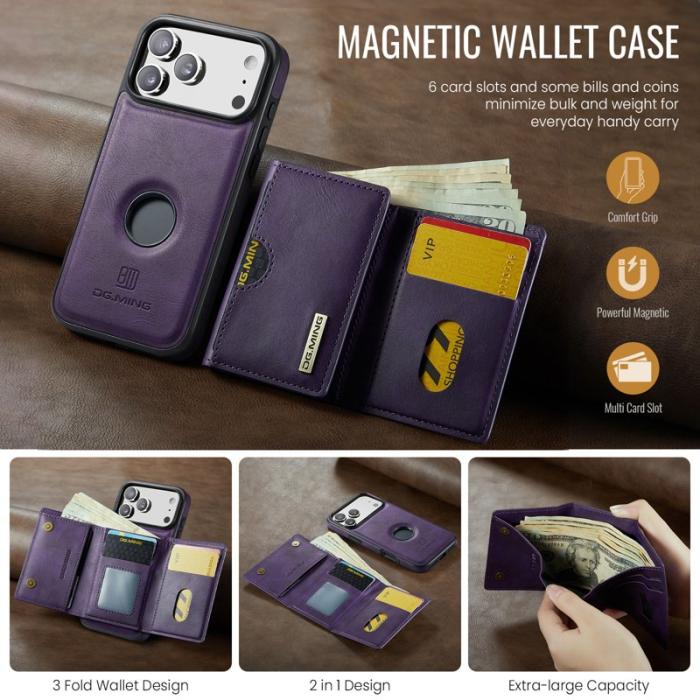 DG.MING - DG.MING M6 Series iPhone 17 Pro Skal Magnetiskt Fodral Lila