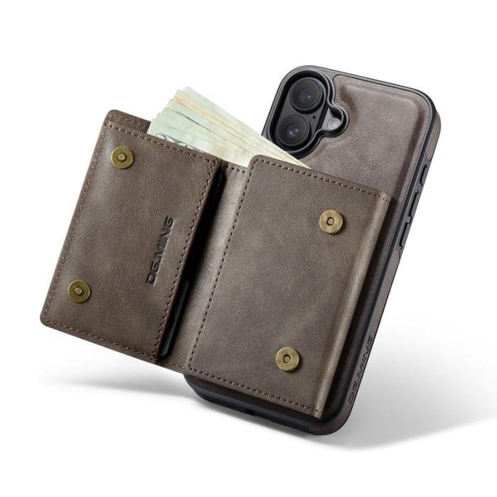 DG.MING - DG.MING M6 Series iPhone 17 Skal Magnetiskt Plånboksfodral - Kaffe