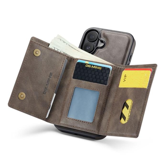 DG.MING - DG.MING M6 Series iPhone 17 Skal Magnetiskt Plånboksfodral - Kaffe