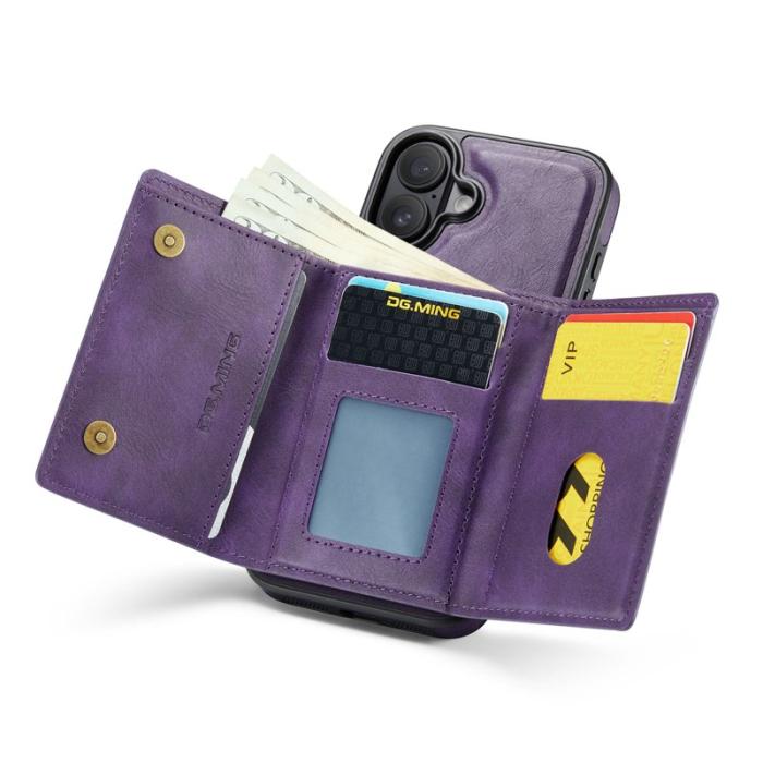DG.MING - DG.MING M6 Series iPhone 17 Skal Magnetiskt Plånboksfodral Lila