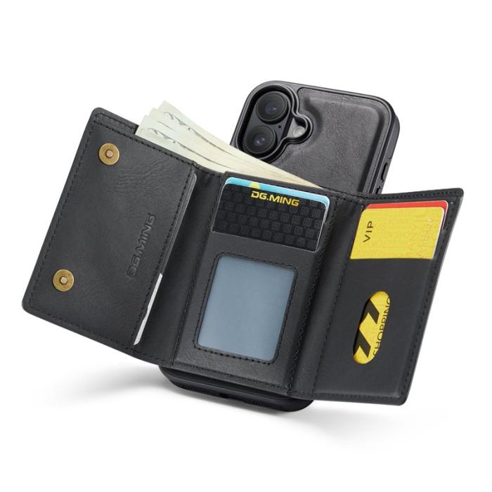 DG.MING - DG.MING M6 Series iPhone 17 Skal Magnetiskt Plånboksfodral Svart