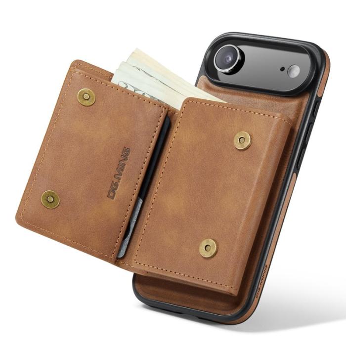 DG.MING - DG.MING M6 Series iPhone Air Skal Magnetiskt Plånboksfodral Brun