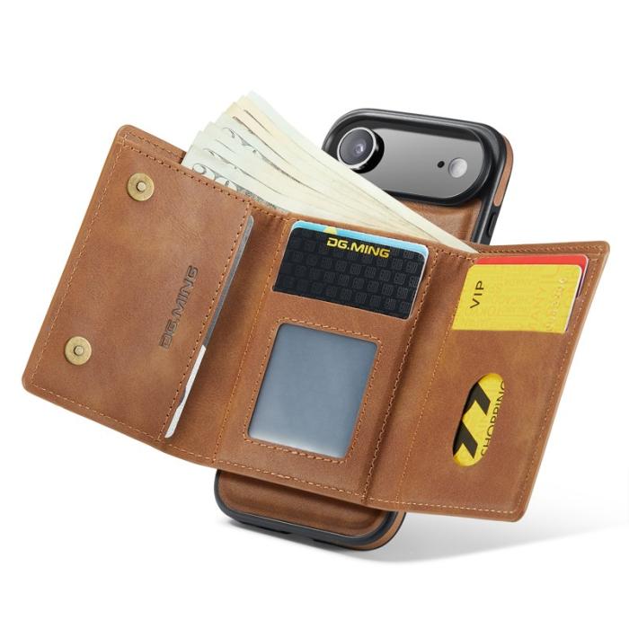 DG.MING - DG.MING M6 Series iPhone Air Skal Magnetiskt Plånboksfodral Brun