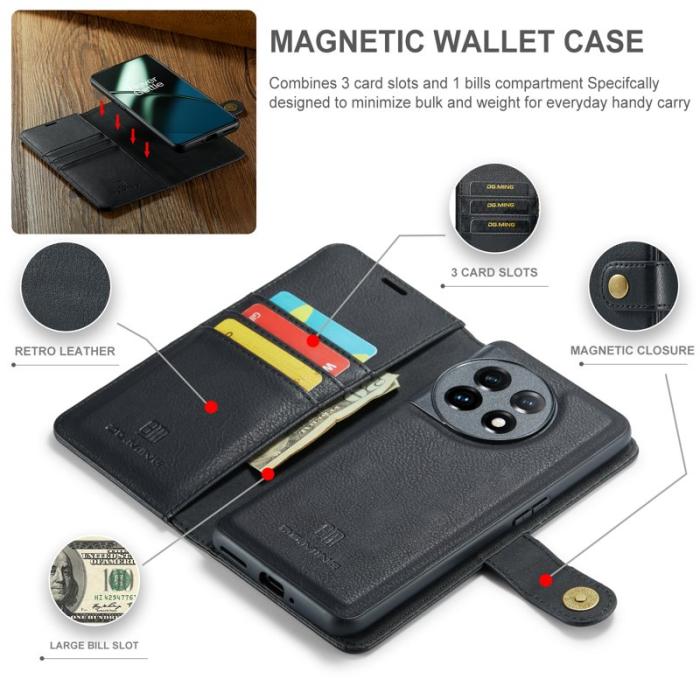 DG.MING - DG.MING OnePlus 11 5G Fodral Detachable Magnetisk Svart