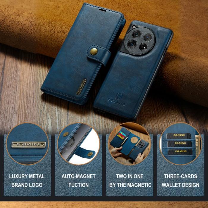 DG.MING - DG.MING OnePlus 12 5G Skal Delbart Läderfodral med Ställ - Blå