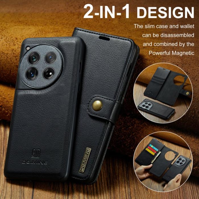 DG.MING - DG.MING OnePlus 12 5G Skal Detachable Läderfodral Svart