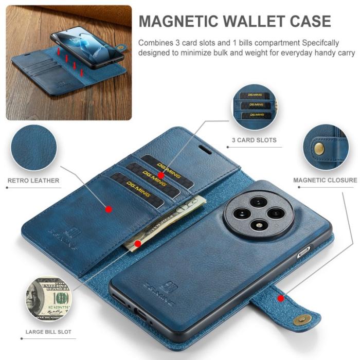 DG.MING - DG.MING OnePlus 13 Skal Avtagbart Läderfodral - Blå