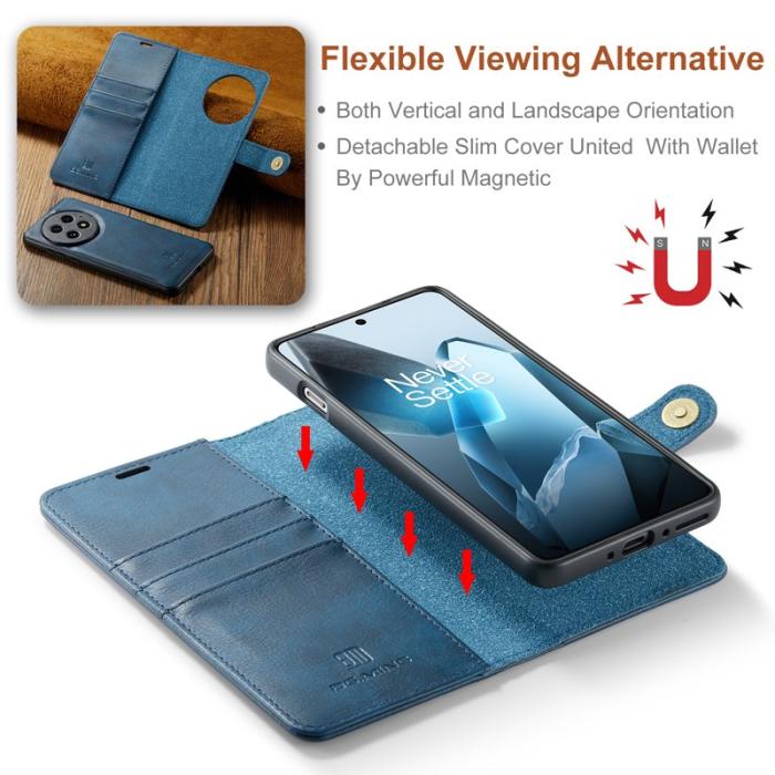 DG.MING - DG.MING OnePlus 13 Skal Avtagbart Läderfodral - Blå