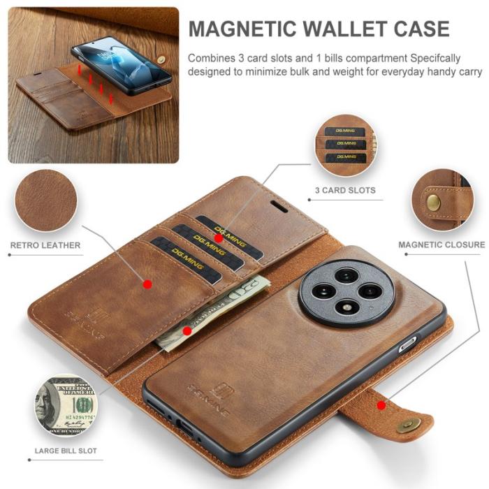 DG.MING - DG.MING OnePlus 13 Skal Avtagbart Läderfodral - Brun