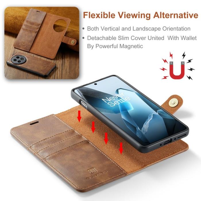 DG.MING - DG.MING OnePlus 13 Skal Avtagbart Läderfodral - Brun