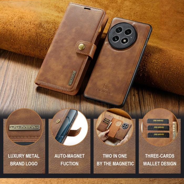 DG.MING - DG.MING OnePlus 13 Skal Avtagbart Läderfodral - Brun