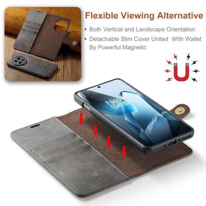 DG.MING - DG.MING OnePlus 13 Skal Avtagbart Läderfodral - Grå