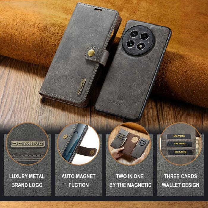 DG.MING - DG.MING OnePlus 13 Skal Avtagbart Läderfodral - Grå
