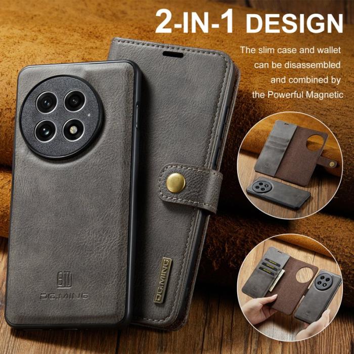 DG.MING - DG.MING OnePlus 13 Skal Avtagbart Läderfodral - Grå