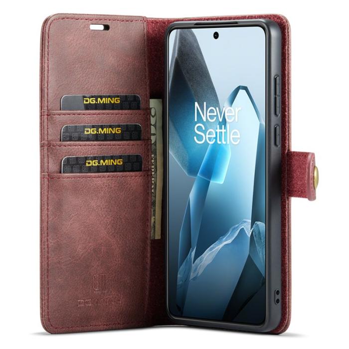 DG.MING - DG.MING OnePlus 13 Skal Avtagbart Läderfodral - Röd
