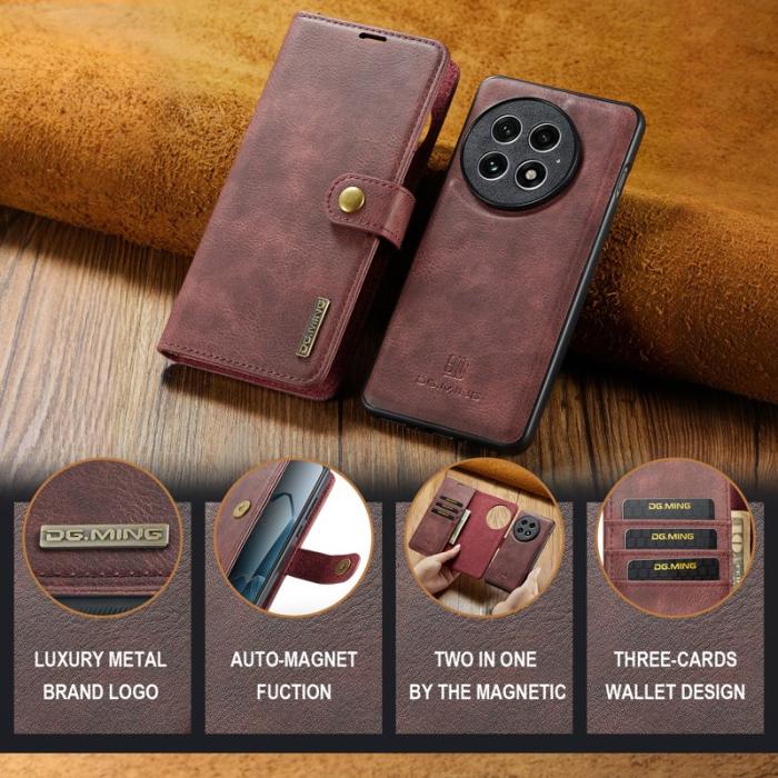 DG.MING - DG.MING OnePlus 13 Skal Avtagbart Läderfodral - Röd