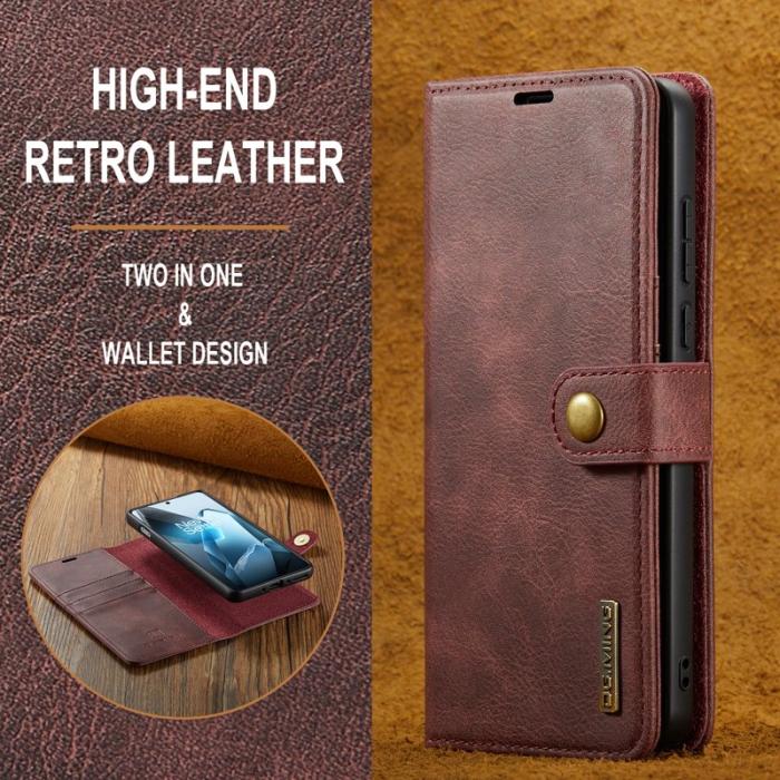 DG.MING - DG.MING OnePlus 13 Skal Avtagbart Läderfodral - Röd