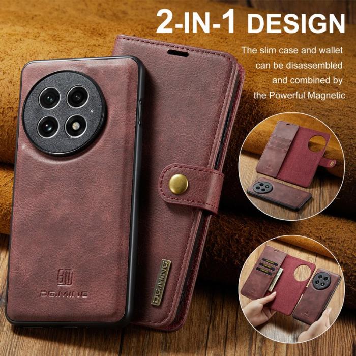 DG.MING - DG.MING OnePlus 13 Skal Avtagbart Läderfodral - Röd