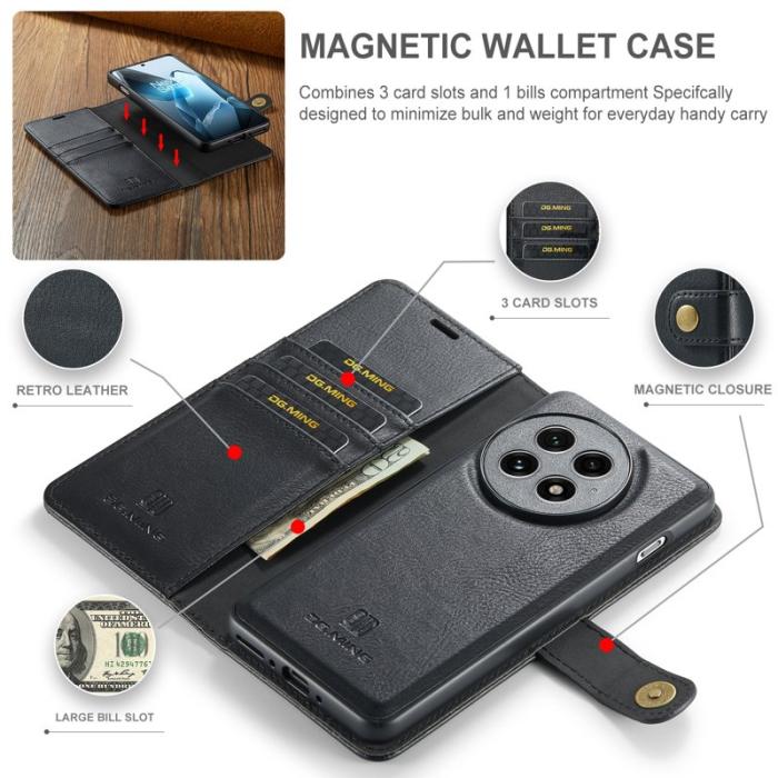 DG.MING - DG.MING OnePlus 13 Skal Avtagbart Läderfodral - Svart