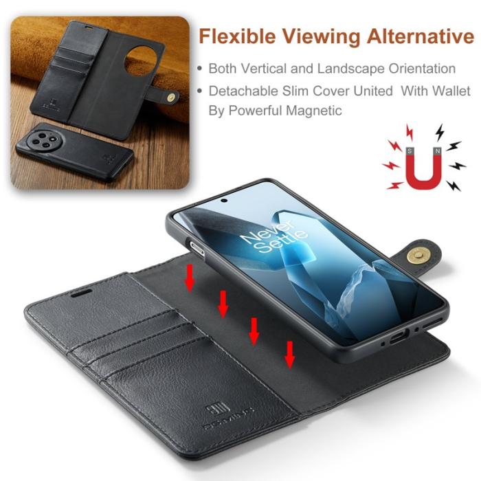 DG.MING - DG.MING OnePlus 13 Skal Avtagbart Läderfodral - Svart