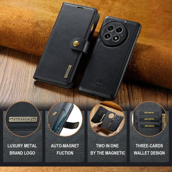 DG.MING - DG.MING OnePlus 13 Skal Avtagbart Läderfodral - Svart
