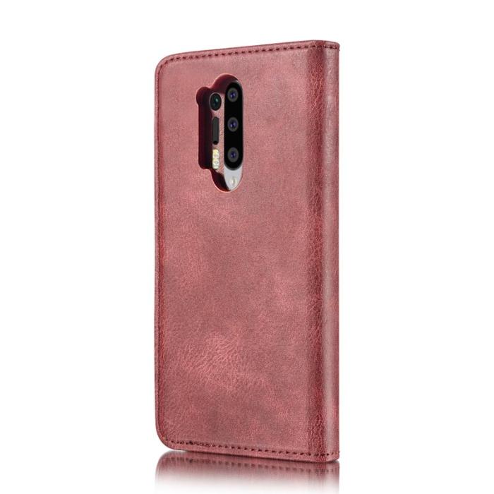 DG.MING - DG.MING OnePlus 8 Pro Fodral 2-i-1 Delbart Läder Röd